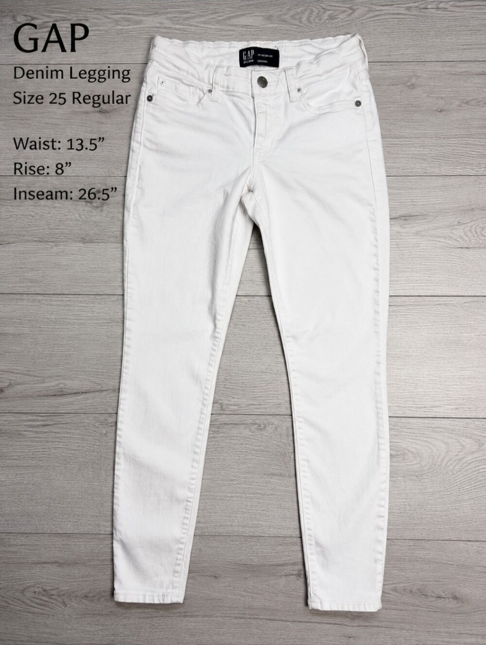 GAP 1969 White Denim Leggings Size 25 Regular Optic White Stretch Ankle Jeans